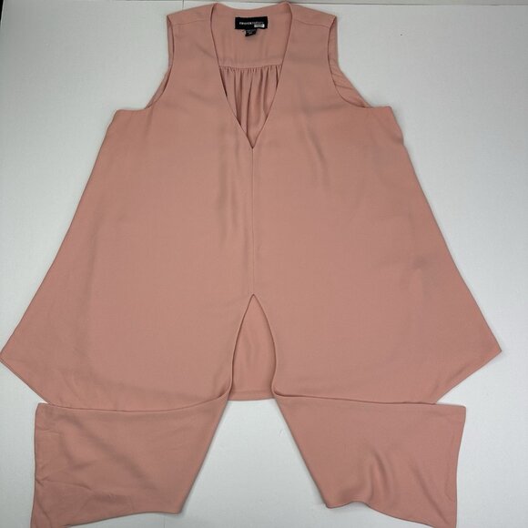 Fifteen Twenty Women's Rose Pink Tie Front Crepe‎ V-Neck Sleeveless Top XS/C36 - Picture 8 of 12